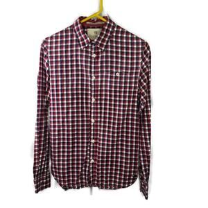 Scotch & Soda Red Plaid Button-up Shirt Size Small